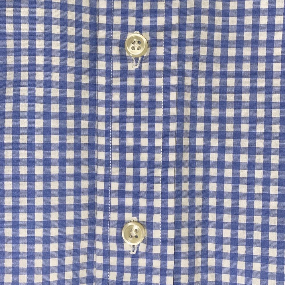 Ralph Lauren Classic Fit Short Sleeve Gingham Blue White Button Down 100% Cotton - Picture 9 of 12